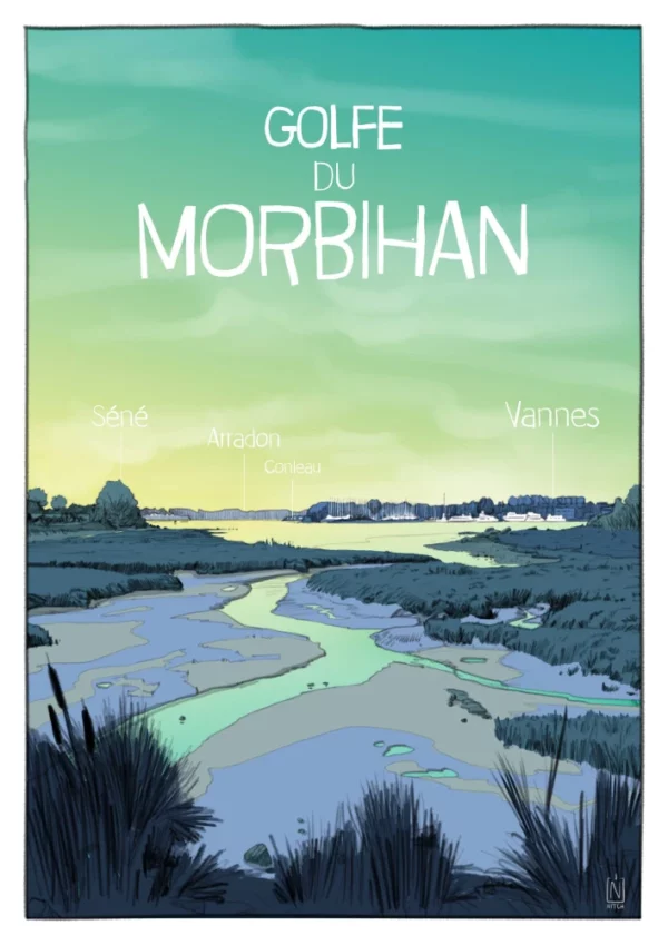 Affiche A2 Golfe du Morbihan bleu