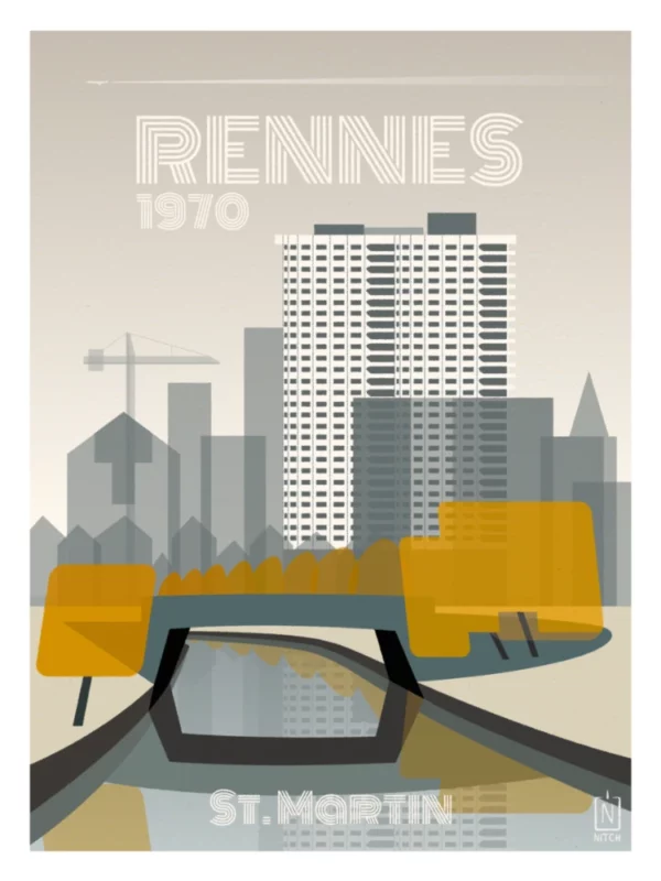 Rennes Saint Martin 1970 30x40