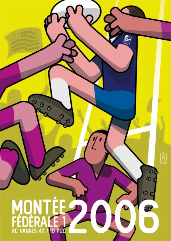 Affiche A2 de 2006 représentant le montée du rugby club vannetais en fédérale 2